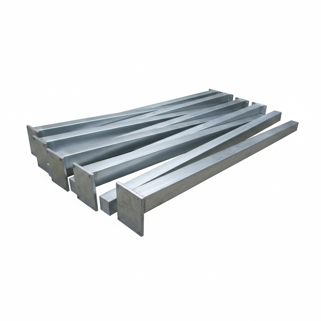 Galvanised steel hoarding posts 75 × 75 × 2400mm, bolt-down option