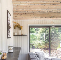 Yakisugi lining boards installation, interior feature wall