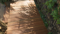 Spotted Gum decking installed at Parkside, detail view