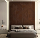 Zig Zag puzzle pattern panels in dark teak finish