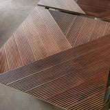 Zig Zag puzzle pattern panels, dark teak detail