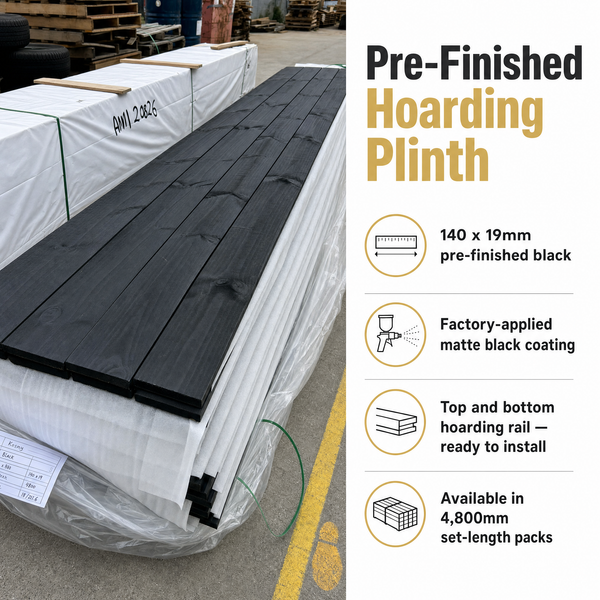 Exterior Hoarding Plinth 140 x 19 x 4,800mm - Black