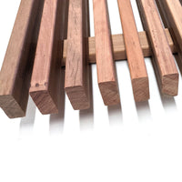 Ironbark timber screen panel, raw finish, batten construction