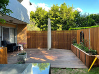Hardwood batten screen — installation photo